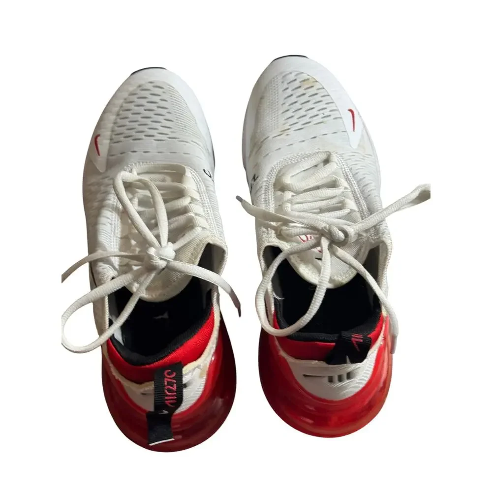 Nike Air Max 270 Sneakers Athletic Shoes Men's 8 White Red Black Mesh Running